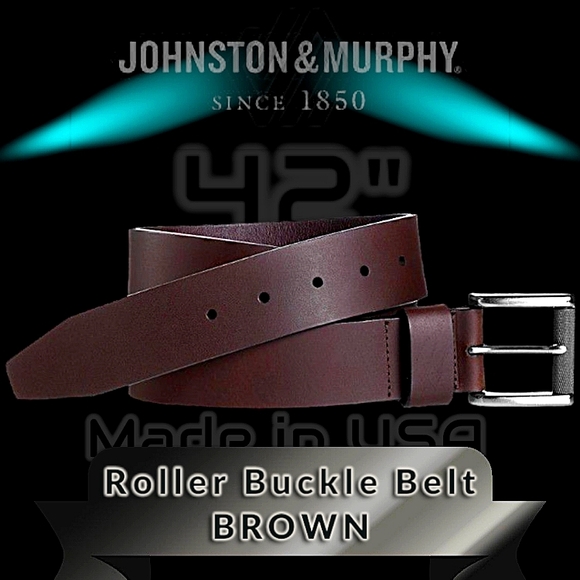 Johnston & Murphy Roller Buckle Belt | 42 inch Brown Leather | Style 75-7503 - Picture 12 of 13